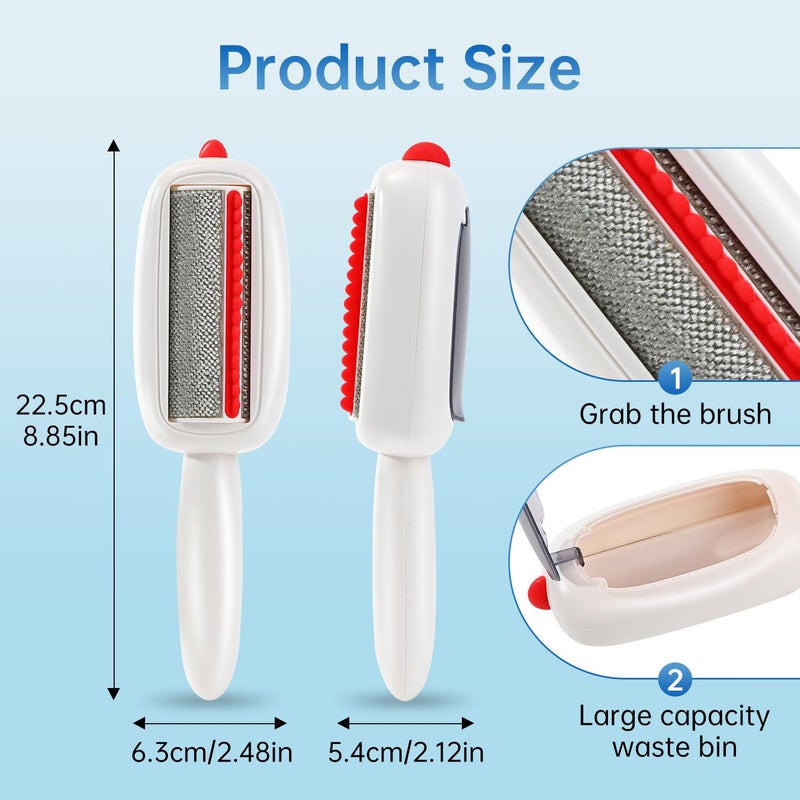 inaBuletwo Reusable Pet Hair Remover Lint Roller Brush, Washable Pet Cat Dog Hair Removal Roller Tool for Clothes (White) - Image 2
